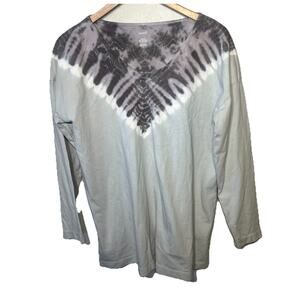 pure Jill J.Jill Gray Soft Relaxed Tie-Dyed Tunic V Neck Cotton Comfy Casual L